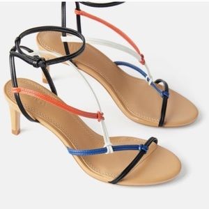 Zara Strappy Multi - Color Heel Sandal - 7.5